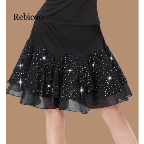 New Latin Dance Skirt For Women double Design skirts Dance Costumes Adult Latin Ballroom Practice Skirts Performamnce Dancewear