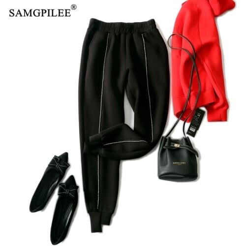 Winter Pants For Women 2020 New Arrival Ankle-length Casual Knitted Elastic Waist Solid High Pleated Pencil Woman Pant 4XL