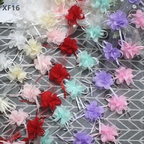 Zsbszc 2 yards New butterfly ribbon 6cm chiffon 3D flowers clothing wedding dress Barbie toy headdress DIY accessories XF16