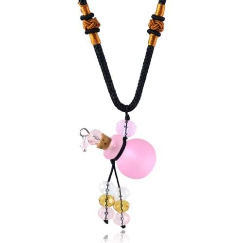 1PC Murano Glass Perfume Bottle Necklace Flower Round Bottle Essential Oil Aromatherapy Bottle Pendant Necklace