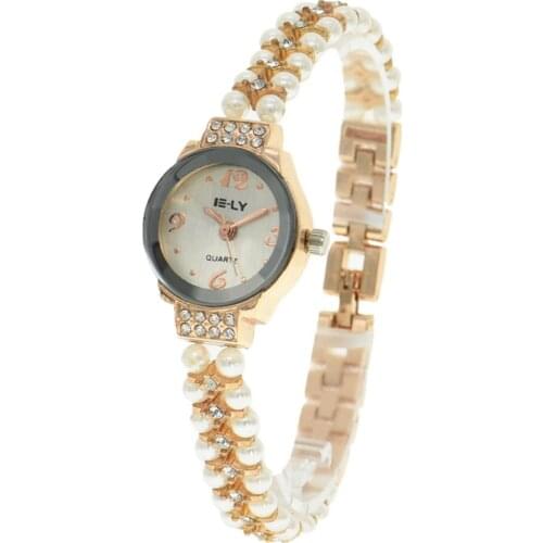 100pcs/lot E-LY mini strap round dial crystal watch fashion lady beaded bracelet watch wrap quartz elegance bangle watch