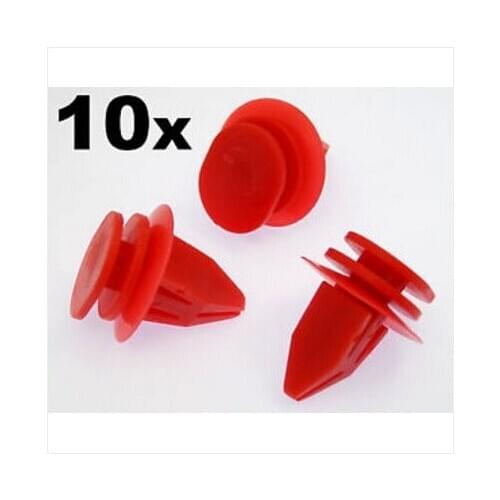 10x For Mini Red Plastic Trim Clips for Sideskirts, Sill Mouldings, Bodykits