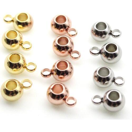 20pcs Stainless Steel Rose Gold Pendant Connectors Bails Spacer Beads for Jewelry Making Fit Charms Leather Bracelet Findings