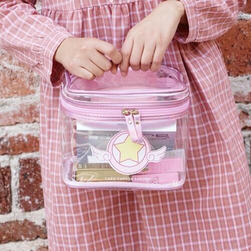 3 Styles Card Captor Sakura Action Figure Printed PVC Cosmetic Makeup Bag Transparent Handbags Portable Travel Organizer Pouch