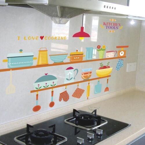 3d vivid kitchen tools wall stickers decals home decoration DIY poster mural