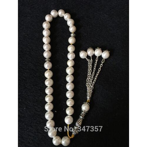 White Pearl Shell Tridacna Stone Islamic 33 prayer beads Rosary islam muslim tasbih gift Allah misbaha sibha tesbih tespeeh
