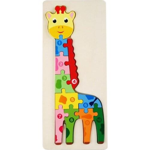 Wooden Puzzle Board Animal Jigsaw Puzzle 3D Cutting Colorful Tangram for Toddler Educational Preschool Puzzle Board Toy