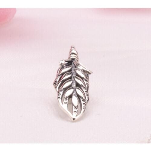 DoDoFly S925 Sterling Silver New Style Diamond Inlaid Leaves Fashion Carved Leaf Beads Diy Charms