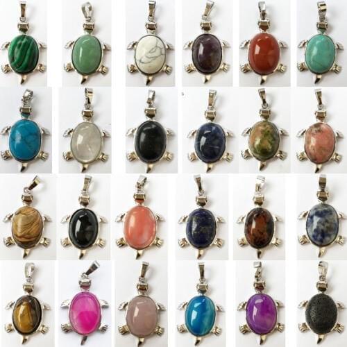 Howlite Lapis Lazuli Tiger Eye Malachite Aventurine Goldstone Crystal Carnelian Howlite Jaspe Turtle Pendant Bead WFH598