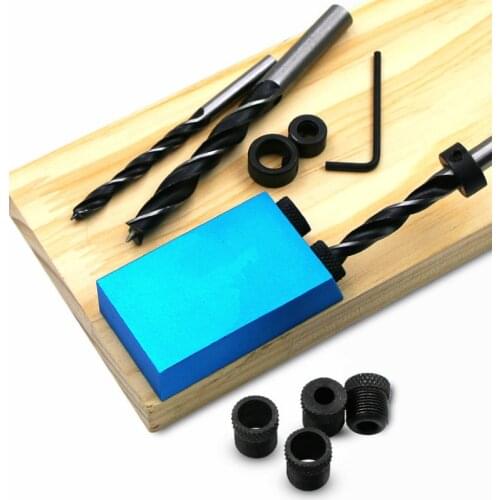 Woodworking Oblique Hole Locator Drill Bits Pocket Hole Jig Kit 15 Degree Angle Drill Guide Set Hole Puncher DIY Carpentry Tools