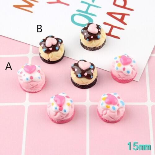 Kawaii Food Cake Resin Cabochons Fruit Sweet Food Clay Beads Charms Pendant Material Embellishments Scrapbooking Bow DIY 10pcs