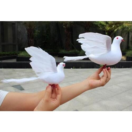 Wings pigeon simulation pigeon small pigeons Decoration feathers Birds tied garden decoration Wedding dress