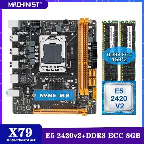 MACHINIST X79 Motherboard LGA 1356 Set Kit With Xeon E5 2420 V2 Processor DDR3 ECC 8GB(2*4GB)RAM Memory Mini DTX X79-5.33B