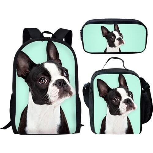 Cute Bulldog Dog 3D Printing School Bags for Boys Girls 3pcs/set Primary Kids Book Bag Children School Backpack mochilas escolar