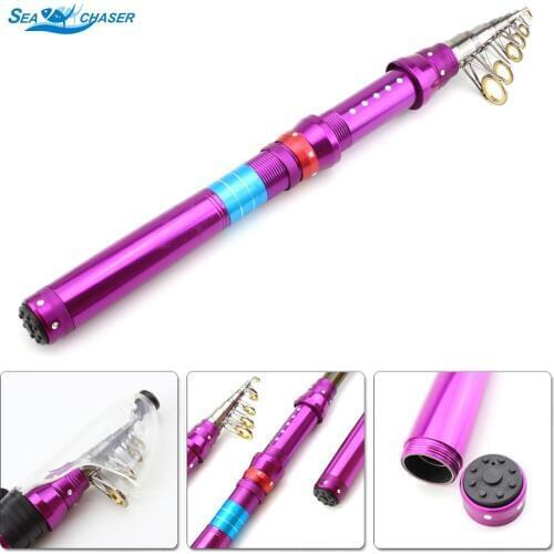 Mini Ultra-short1.5m 1.8m 2.1m 2.4m 2.7m purple ultrashort Spinning Fishing Rod telescopic Carbon Portable Travel Fishing Rod