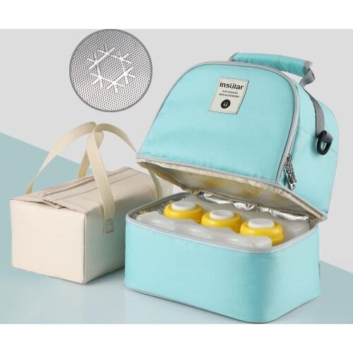 Multifunctional Breast Milk Bottle Bag Double Layer Insulated Storage Cooler Pocket Fresh-keeping Waterproof Baby Food Backpack