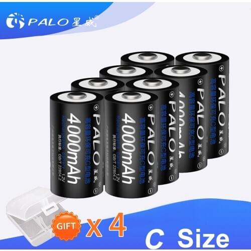 1-8 pcs 1.2V C Size Rechargeable Battery Type C 1.2V 4000mAh NI-MH nimh ni mh High Capacity Current Rechargeable Batteries
