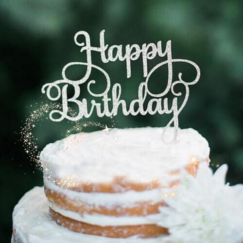 Gold Powder Happy Birthday Cake Topper Acrylic Letter Cake Toppers Party Supplies Happy Birthday Black Cake Decor Boy Designs