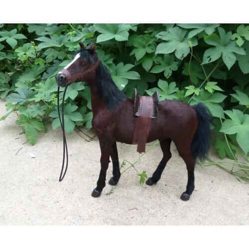 New creative simulation 1:6 war brown horse toy polyethylene&furs blood horse gift about 36x34cm 1966