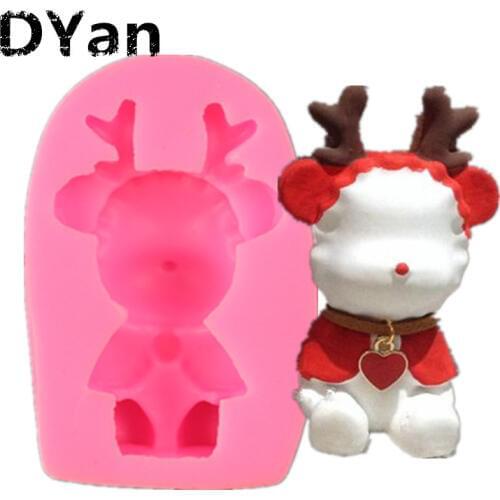 New Unique Style Antler Bear Fondant Silicone Mold Chocolate Mold DIY Cake Baking Decorative Mold