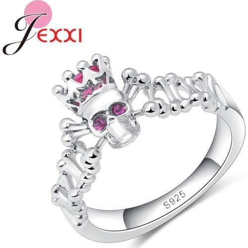 New 925 Sterling Silver Rings For Women Man Skeleton Hollow Crystal Rings Unique Design Purple Zircon Rings Girl Presend