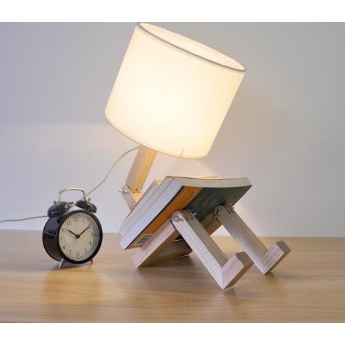 Solid Wooden Japanese bedside bedroom study bar warm light decorative lamp creative personality lovely wood raw MZ143