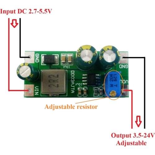 30W DC 3V 3.3V 3.7V to 5V 6V 7.5V 9V 10V 12V 14.8V 24V Step-Up Boost Converter Board for 18650 lithium battery