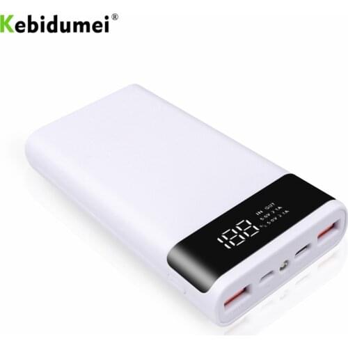 Kebidumei Portable 5V 6x18650 Power Bank Battery Box Shell Case DIY Type-C Micro USB Mobile Phone Charger Box Case black/white