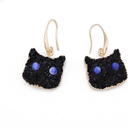 Drop Shipping Handmade Polymer Animal Earrings For Women Cute Cartoon Black Cat Earring Jewelry Lovely Cat Jewelry