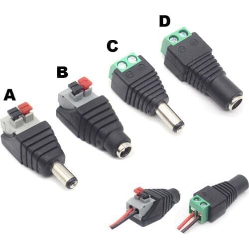 5pcs Famale Male DC Power Plug Adapter Connector 5.5mm x 2.1mm for LED Strip Lamp Press Connector CCTV Cameras W17
