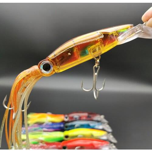 Big Beard Squid Fishing Lures Isca Artificial Hard Trolling Baits 14cm40g Treble Hooks Pesca Skirts Octopus Tuna Sea Allure Tool