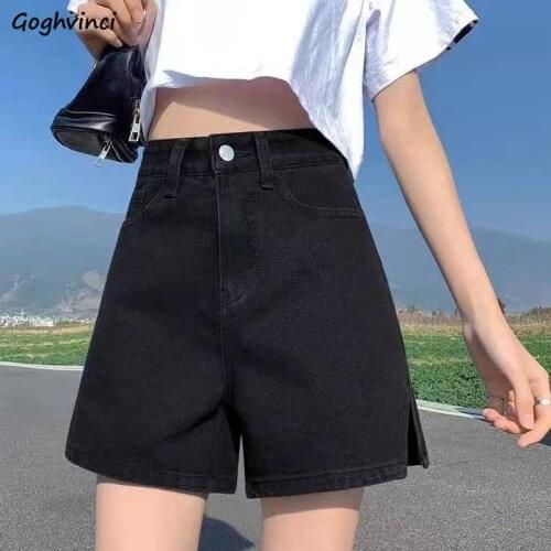 Side-slit Shorts Women Designer Slim Solid Denim Retro Hot Girls All-match New-fashion Females Korean Style Teenagers Ins Casual
