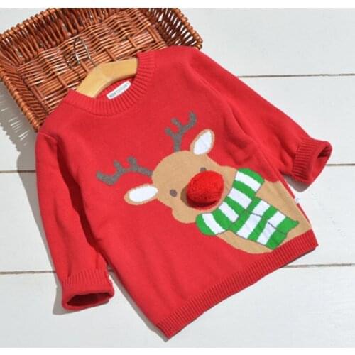Christmas Deer Baby Kids Boys Girls Long Sleeve Knit Sweater Kids Boys Girls Pullover Sweaters Childrens Clothes