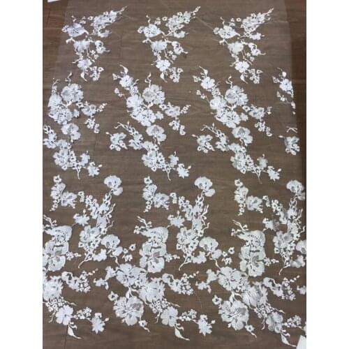 High quality african net lace fabric ZH-12258 embroidered tulle mesh lace fabric for wedding dress