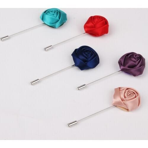 New Fashion Fabric Flower Lapel Pins Floral Brooches for Women and Men Suits Handmade Brooch Christmas gift 50pcs/lot