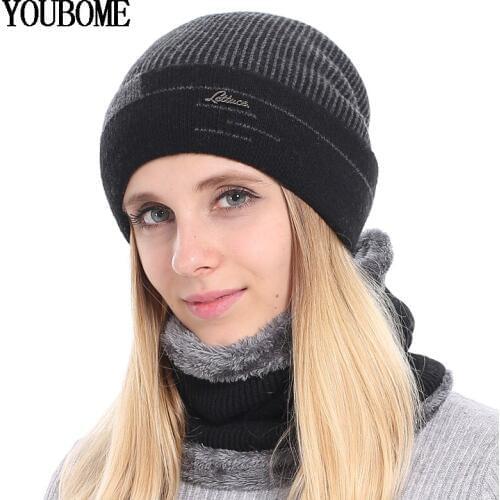 YOUBOME Plus Women Knitted Hat Scarf Skullies Beanies Winter Hats For Women Men Female Warm Wool Thick Girl Brand Beanie Hat Cap
