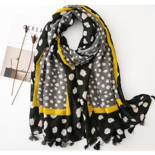 2019 Fashion Cotton Ombre Spot Print Tassel Scarves Shawls Women Long Dot Polka Print Wrap Scarf Hijab 6 Color Free Shipping
