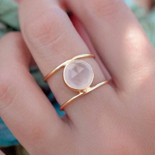 Boho Female Big Moonstone Ring Unique Style Gold Color Color Wedding Jewelry Promise Engagement Rings For Women