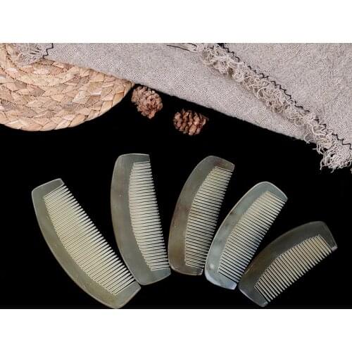 1PCS Natural Amber Ox Horn Comb Hair No Static Health Care Brush Hairdressing Comb