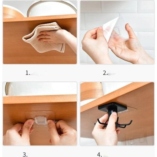 1pc Storage Hook Kitchen Hanger Gadget Accessories Bath Wall Mounted 360° Rotating Tableware Racks Holders Tools Storage Shelves