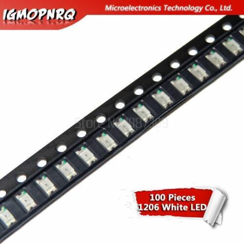 100pcs White 1206 SMD LED diodes light 3216