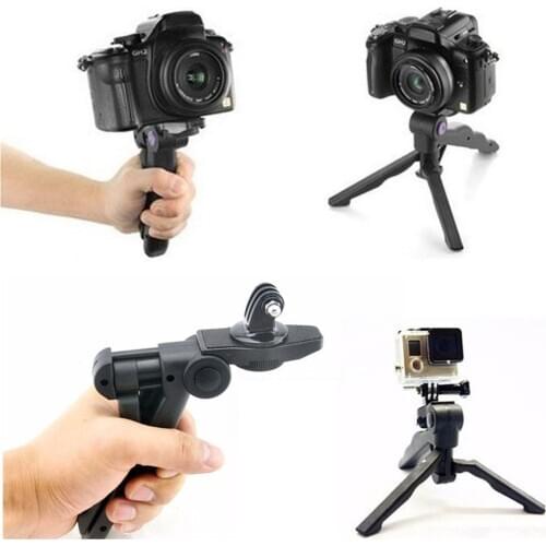 2 IN 1 Portable Mini Hand Grip Folding Tripod Stand for Gopro Hero 2 3 3+ 4 with 90 Degree Rotation Tabletop Desktop Tripod