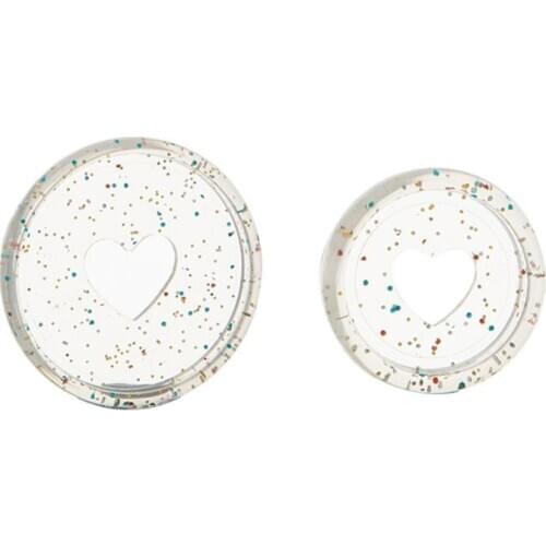 20Pcs Glitter Sequin Heart Binder Rings Mushroom Hole Loose Leaf Notebook Binding Plastic Disc Buckle Hoop