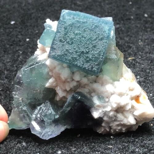 250.3gNatural blue-green Fluorite Crystal wolframite home decoration healing ring vein teaching CRYSTAL QUARTZ GEM