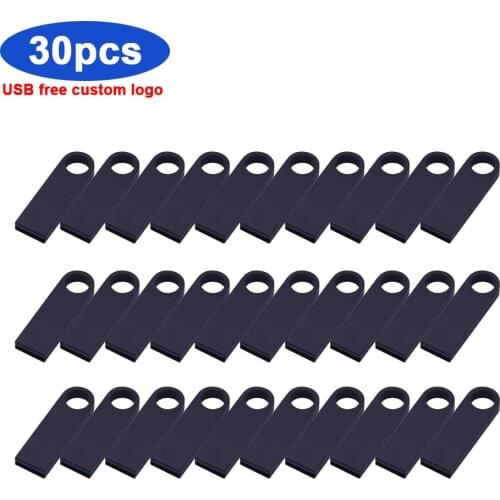 30pcs/lot Metal Business USB flash Drive 32GB 16GB 64GB waterproof Usb 128GB pendrive 2.0 portable usb stick free custom logo