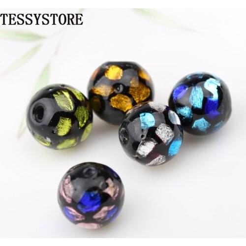 5pcs 10mm Multi-Color Round Lampwork Beads Pattern Inside Glass Beads For Jewelry Making Necklace Bracelets Handmade Accessories