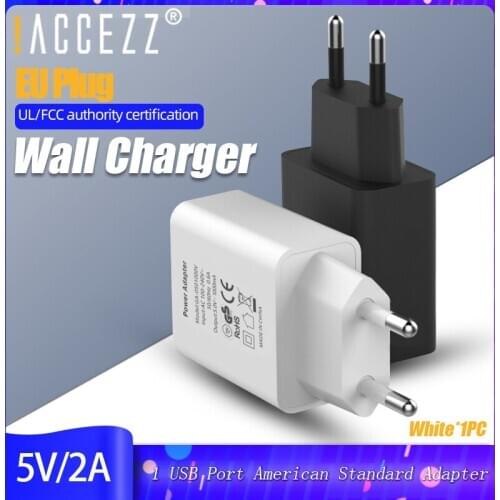 !ACCEZZ 5V 2A EU Plug USB Charger Fast Wall Charger For iPhone 11 7 X XS Samsung S9 Xiaomi Huawei Universal Mobile Phone Charge