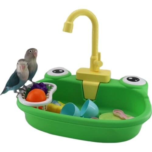 Bird Feeder Automatic Parrot Bathtub Swimming Pool Faucet Parrot Bath Shower Water Dispenser Bird Cage Bathroom Parrot Toys