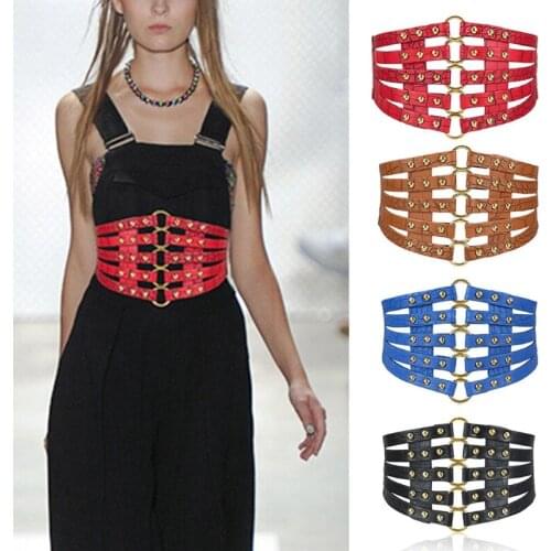 Retro Hollow Orange Ultra-wide Girdle European And American Ladies All-match Skirt Down Jacket Decoration Black Belt