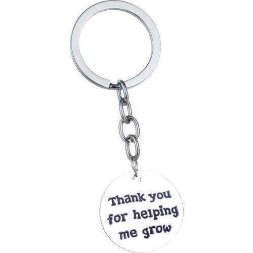 Grateful Charm Key Chains Teacher Mother Gifts "Thanks for helping me grow" Pendant Keychain Keyring Keyfob Women Men Jewelry